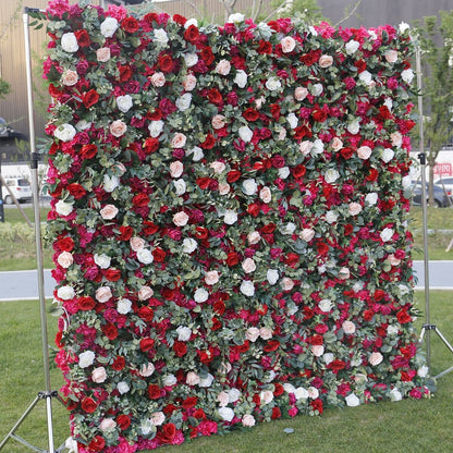 5D Artifical Flower Wall For Wedding Arrangement Event Salon Party Photography Backdrop Fabric Rolling Up Curtain Fabric Cloth