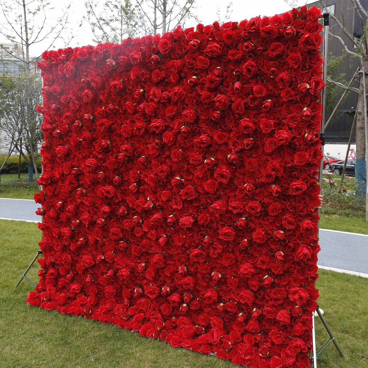 Red Wedding Flower Wall For Wedding Arrangement Event Salon Party Photography Backdrop Fabric Rolling Up Curtain Fabric Cloth