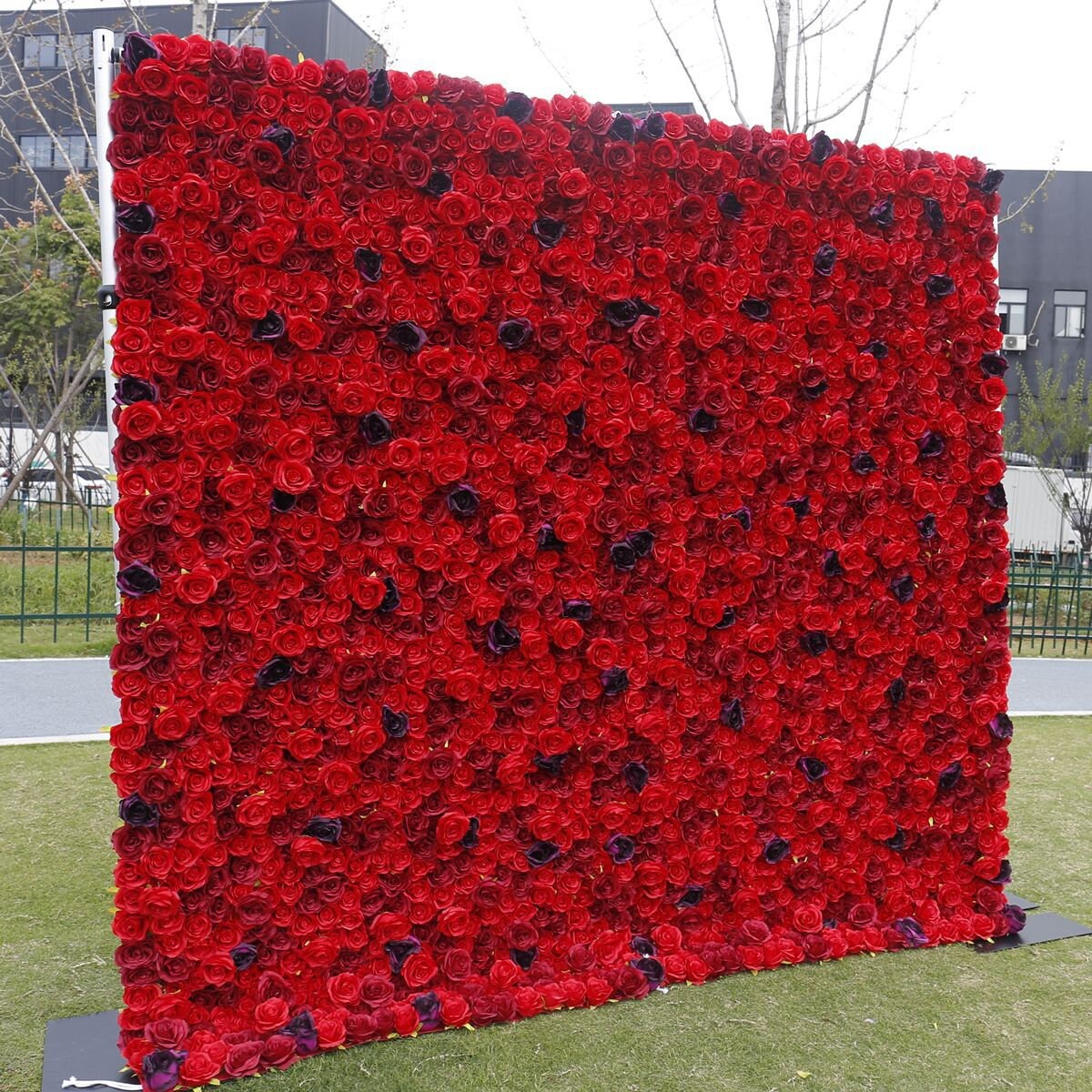 New Arrival Red Rose Flower Wall For Wedding Arrangement Event Salon Party Photography Backdrop Fabric Rolling Up Curtain Fabric Cloth