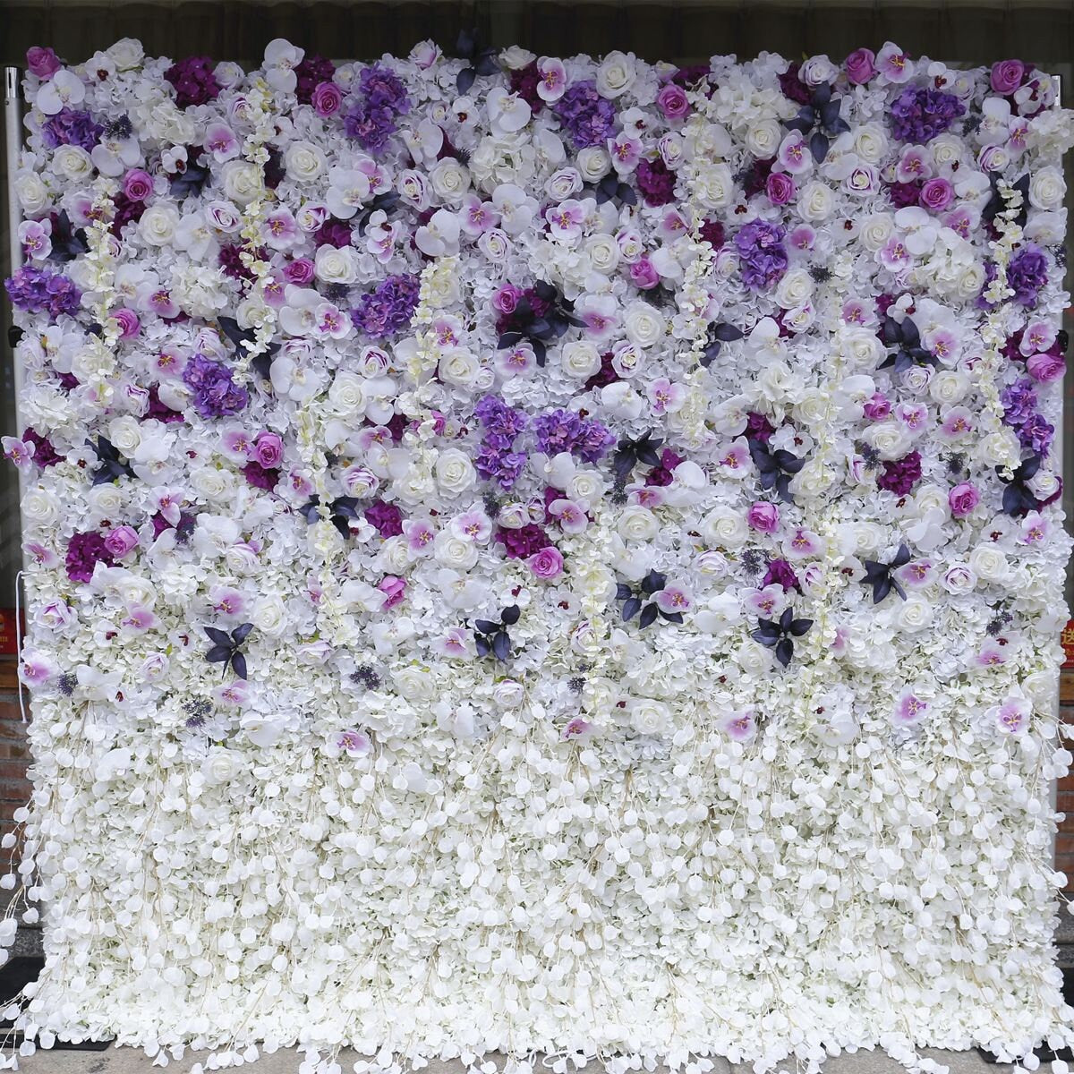 3D Romantische Lila Allmähliche Blumenwand Für Hochzeit Arrangement Event Salon Party Fotografie Hintergrund Stoff Aufrollen Vorhang Stoff Tuch