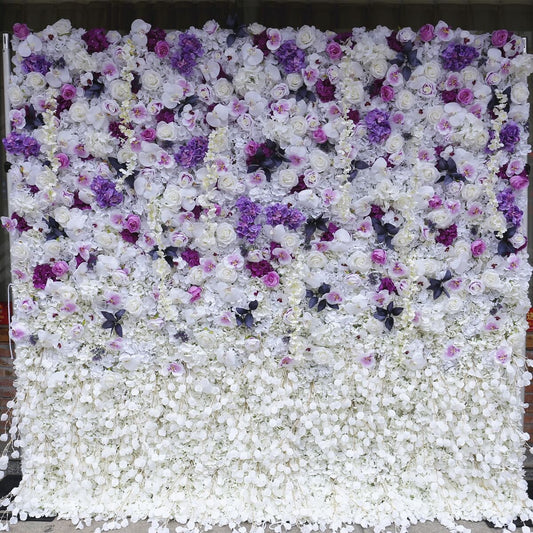 3D Romantic Purple Gradual Floral Wall For Wedding Arrangement Event Salon Party Photography Backdrop Fabric Rolling Up Curtain Fabric Cloth