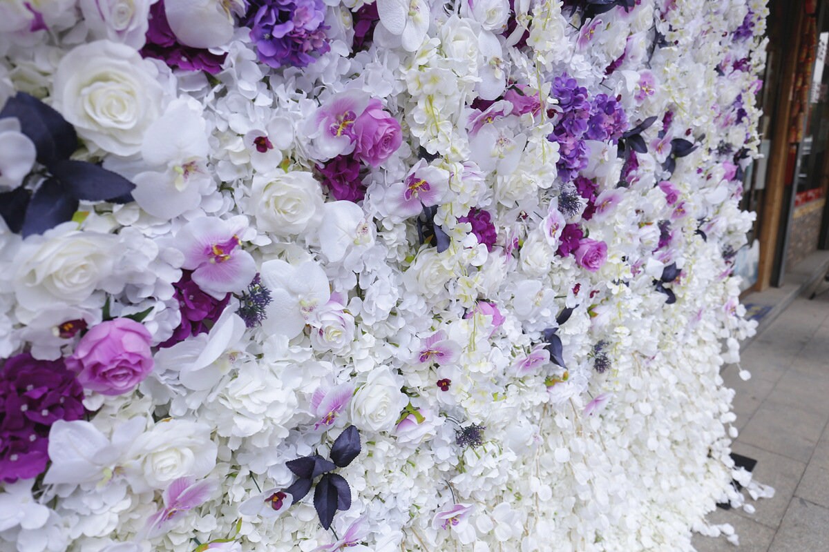 3D Romantic Purple Gradual Floral Wall For Wedding Arrangement Event Salon Party Photography Backdrop Fabric Rolling Up Curtain Fabric Cloth