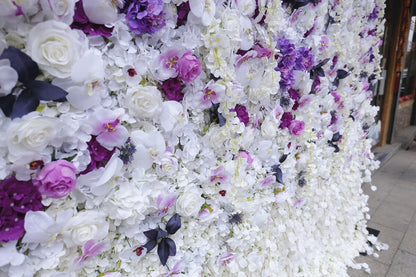 3D Romantische Lila Allmähliche Blumenwand Für Hochzeit Arrangement Event Salon Party Fotografie Hintergrund Stoff Aufrollen Vorhang Stoff Tuch