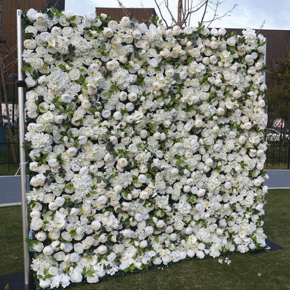 3D Peony Flower Wall For Wedding Arrangement Event Salon Party Photography Backdrop Fabric Rolling Up Curtain Fabric Cloth