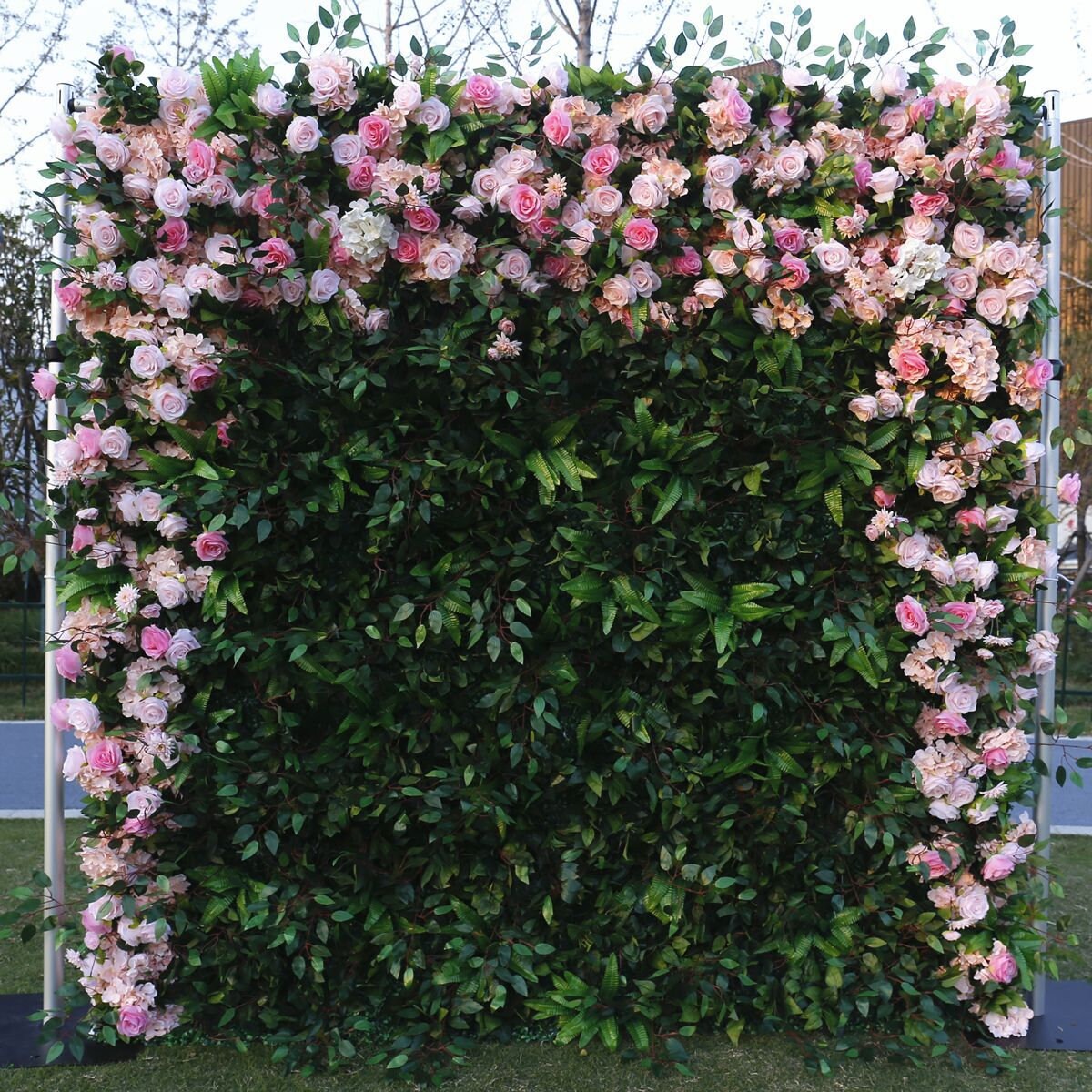New Arrival Flower Green Plants Wall For Wedding Arrangement Event Salon Party Photography Backdrop Fabric Rolling Up Curtain Fabric Cloth