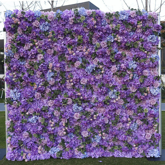 Romantic Violet Flower Wall For Wedding Arrangement Event Salon Party Photography Backdrop Fabric Rolling Up Curtain Fabric Cloth