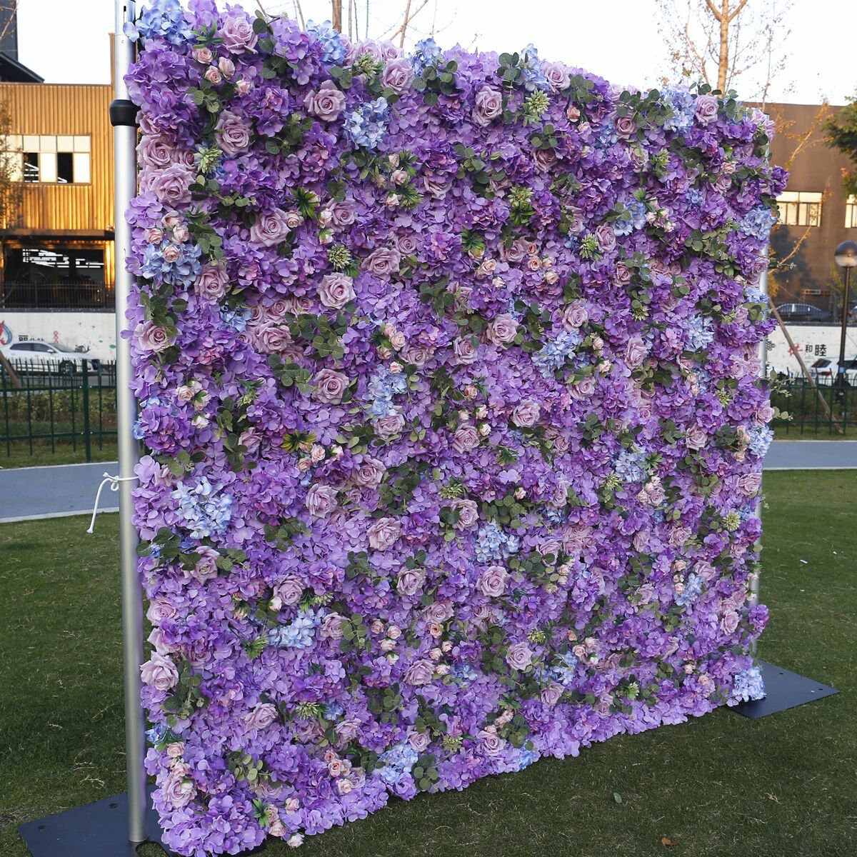 Romantic Violet Flower Wall For Wedding Arrangement Event Salon Party Photography Backdrop Fabric Rolling Up Curtain Fabric Cloth