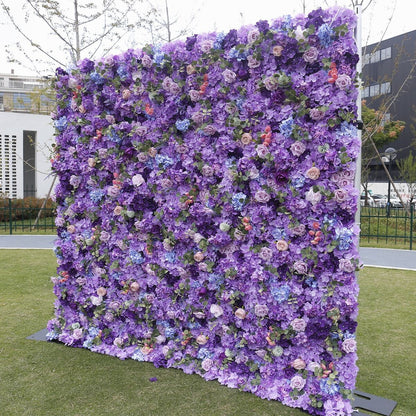 Romatic Violet Flower Wall For Wedding Arrangement Event Salon Party Photography Backdrop Fabric Rolling Up Curtain Fabric Cloth