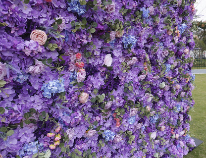 Romatic Violet Flower Wall For Wedding Arrangement Event Salon Party Photography Backdrop Fabric Rolling Up Curtain Fabric Cloth