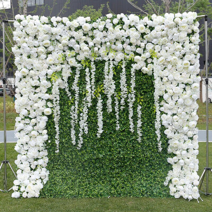 3D Vines Flower Wall Green Plants For Wedding Arrangement Event Salon Party Photography Backdrop Fabric Rolling Up Curtain Fabric Cloth