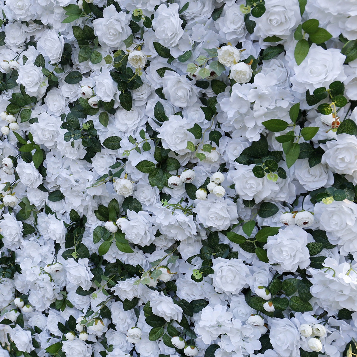 White Flower Wall for Wedding Photography Backdrop Artificial Simulation Rose Wall for Special Event Party Decor Panels 15.75&quot;x23.62&quot;