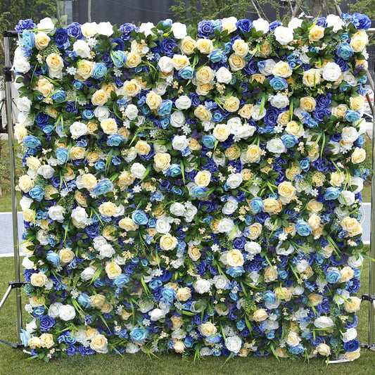 New Arrival Blue Flower Wall For Wedding Arrangement Event Salon Party Photography Backdrop Fabric Rolling Up Curtain Fabric Cloth