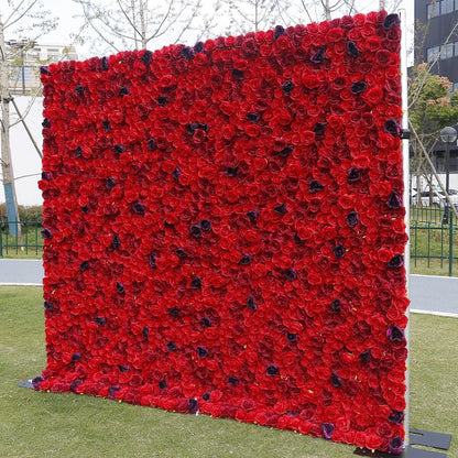 New Arrival Red Rose Flower Wall For Wedding Arrangement Event Salon Party Photography Backdrop Fabric Rolling Up Curtain Fabric Cloth