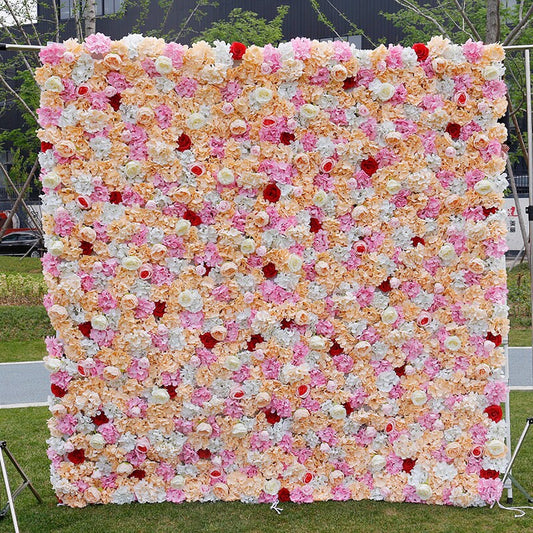 Champagne Flower Wall  For Wedding Arrangement Event Salon Party Photography Backdrop Fabric Rolling Up Curtain Fabric Cloth