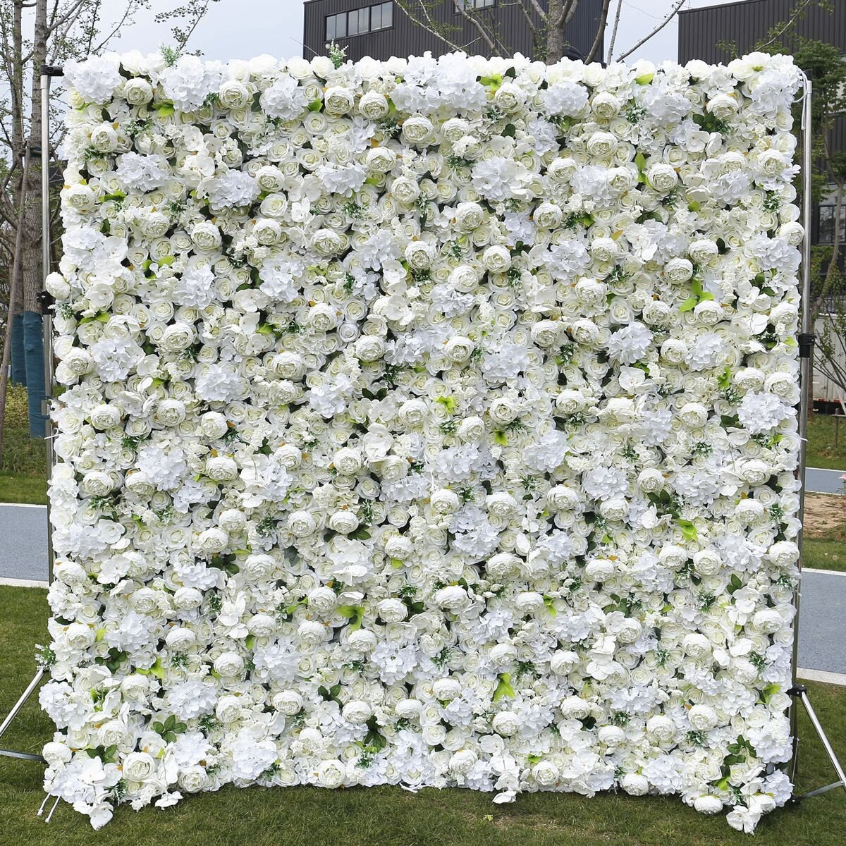 New Design White Peony Flower Wall For Wedding Arrangement Event Salon Party Photography Backdrop Fabric Rolling Up Curtain Fabric Cloth