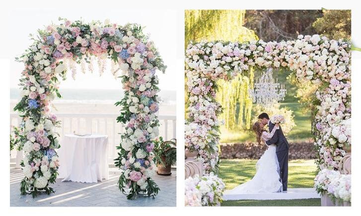 Champagner-Blumengirlande, Blumenbogen, Hochzeitsblumenbogen, Hochzeitsgirlande, Chuppah-Blumen, Hochzeitslaube, Tisch-Mittelstück 1m