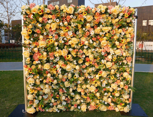 New Design Flower Wall For Wedding Arrangement Event Salon Party Photography Backdrop Fabric Rolling Up Curtain Fabric Cloth