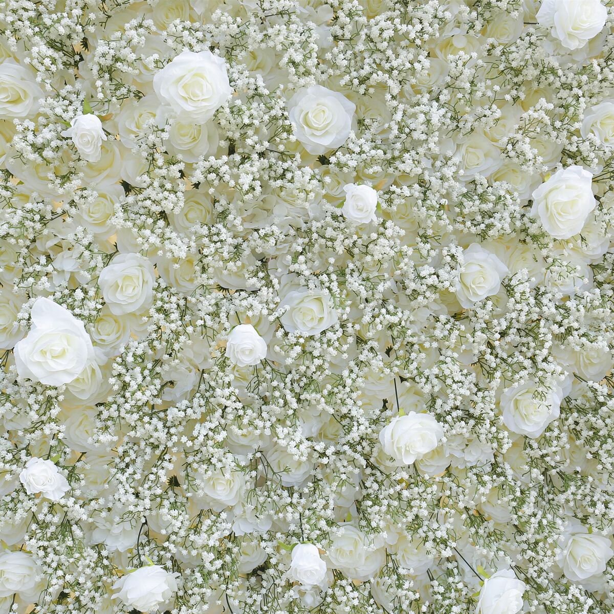 5D White Rose Baby Breaths Mix Flower Wall For Wedding Arrangement  Event Salon Party Photography Backdrop Fabric Rolling Up Curtain Cloth