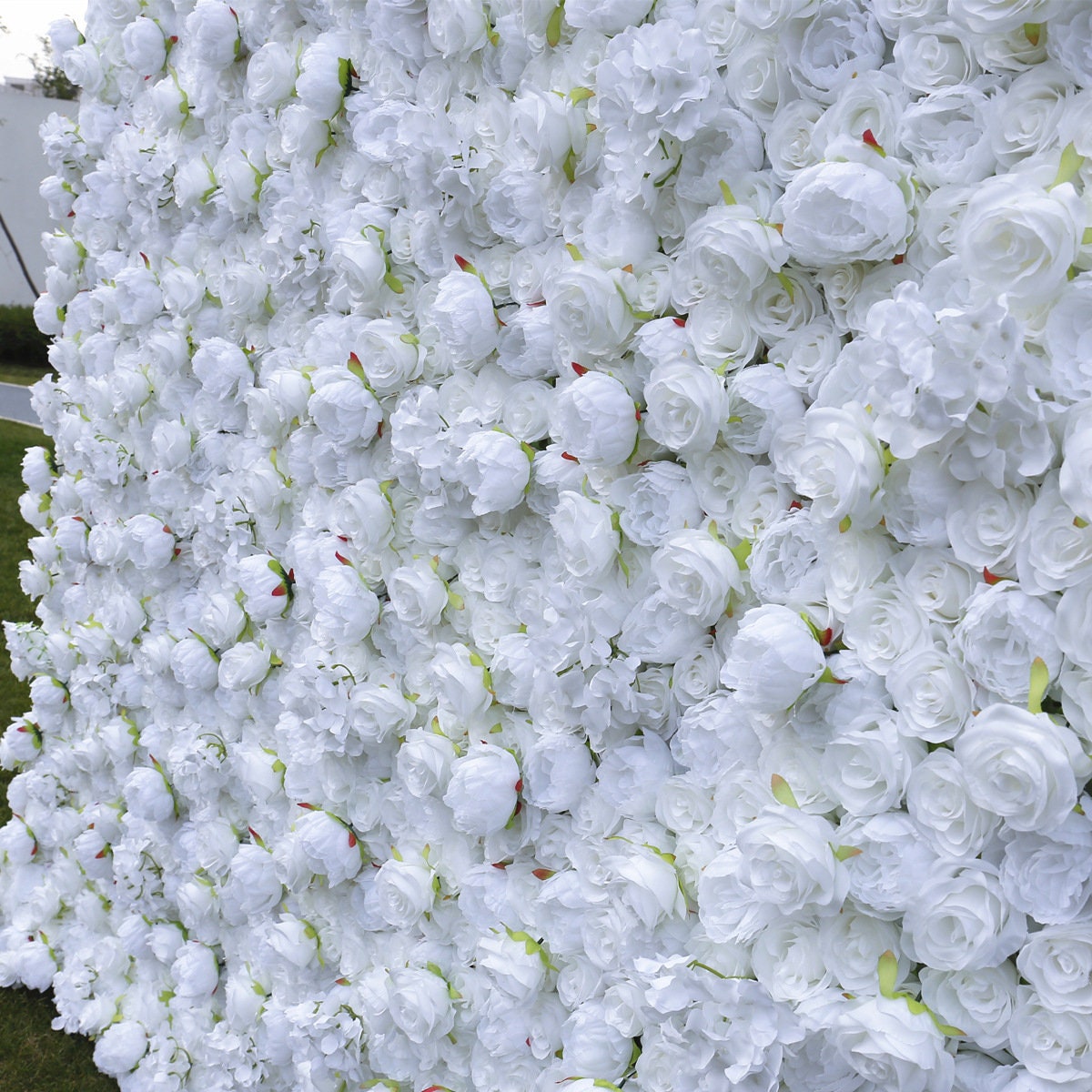 Full  White Flower Wall For Wedding Arrangement Bridal Shower Event Salon Party Photography Backdrop Fabric Rolling Up Curtain Fabric Cloth