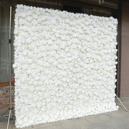 New Arrival White Flower Wall For Wedding Arrangement Event Salon Party Photography Backdrop Fabric Rolling Up Curtain Fabric Cloth