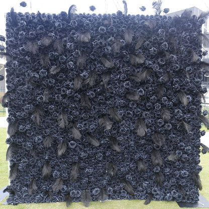 New Arrival Black Flower&Whether Wall For Wedding Arrangement Event Salon Party Photography Backdrop Fabric Rolling Up Curtain Fabric Cloth