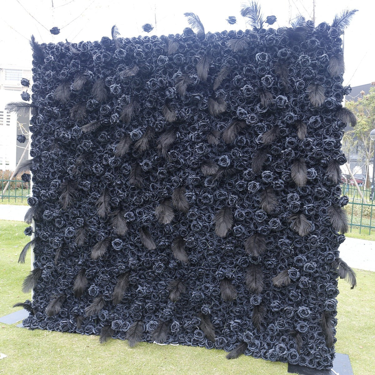 New Design Black Flower Whether Wall For Wedding Arrangement Event Salon Party Photography Backdrop Fabric Rolling Up Curtain Fabric Cloth