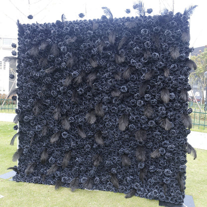 New Arrival Black Flower&Whether Wall For Wedding Arrangement Event Salon Party Photography Backdrop Fabric Rolling Up Curtain Fabric Cloth