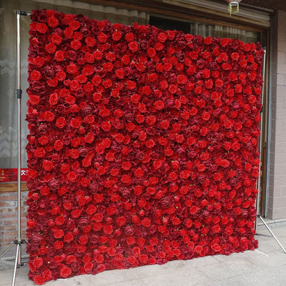 New Arrival Red Flower Wall For Wedding Arrangement Event Salon Party Photography Backdrop Fabric Rolling Up Curtain Fabric Cloth