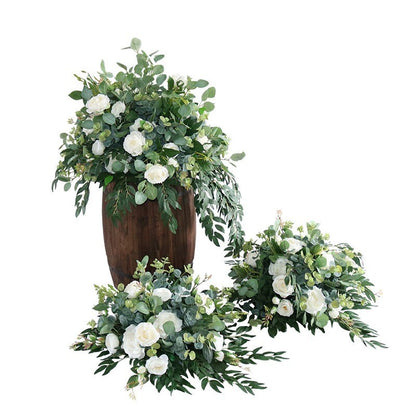 Aisle Flowers Floor Arch Arrangement Wedding Aisle Marker Arbor Arrangements White Flowers Eucalyptus Special Event White Green Decor