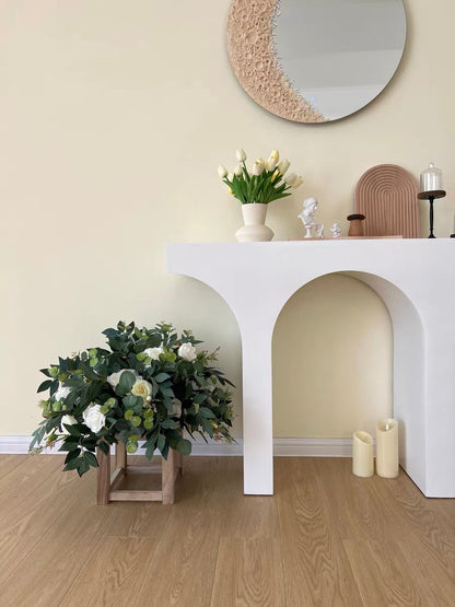 Aisle Flowers Floor Arch Arrangement Wedding Aisle Marker Arbor Arrangements White Flowers Eucalyptus Special Event White Green Decor