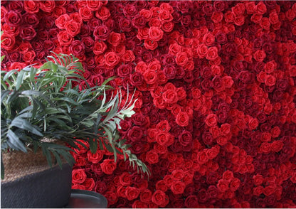 High Quality Red Flower Roll Up Curtain Fabric Cloth Artifical Floral Wall for Wedding Party Home Salon Decor backdrop