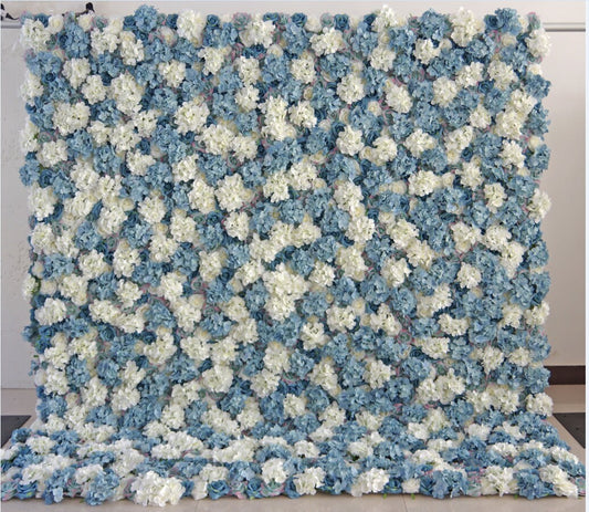 Grey Blue Flower Wall For Wedding Arrangement Event Salon Party Photography Backdrop Fabric Rolling Up Curtain Fabric Cloth