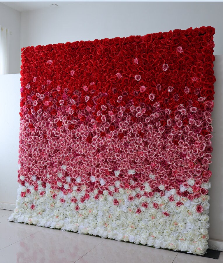 New Design Gradul Colors Flower Wall For Wedding Arrangement Event Salon Party Photography Backdrop Fabric Rolling Up Curtain Fabric Cloth