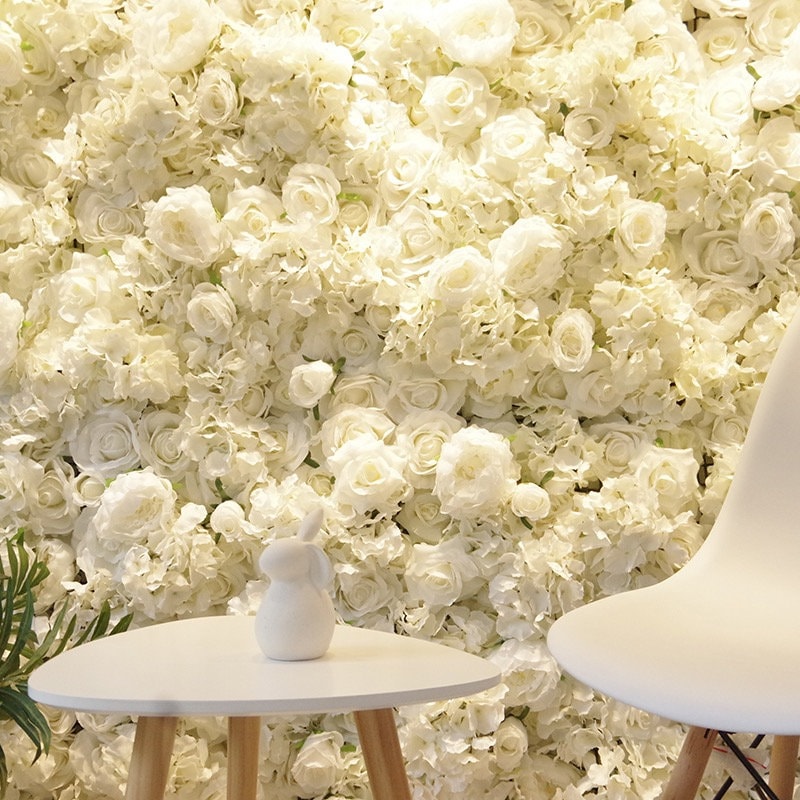3D White Wedding Flower Wall  Photography Backdrop Special Event Party Boutique Shop Arrangement Decor Floral Panels 40x60cm