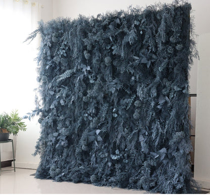 Haze Blue Color Misty Smog Pampas Wall For Wedding Arrangement Event Salon Party Photography Backdrop Fabric Rolling Up Curtain Fabric Cloth