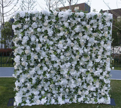 White Flower Wall Green Plants Wall For Wedding Arrangement Event Salon Party Photography Backdrop Fabric Rolling Up Curtain Fabric Cloth