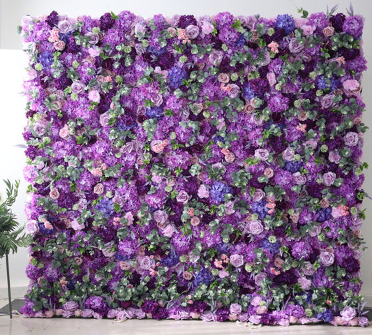 3D Romantic Lavender Flower Wall For Wedding Arrangement Event Salon Party Photography Backdrop Fabric Rolling Up Curtain Fabric Cloth