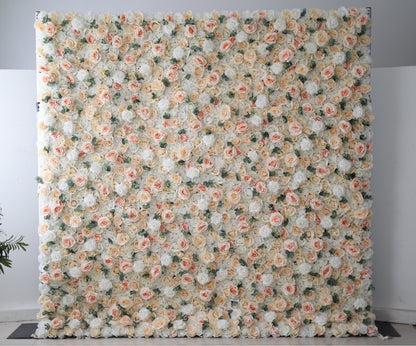 3D Champagne Flower Wall For Wedding Arrangement Event Salon Party Photography Backdrop Fabric Rolling Up Curtain Fabric Cloth