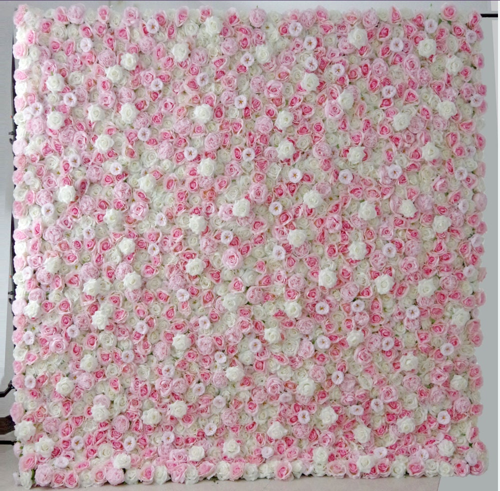 New Design Baby Pink Flower Wall For Wedding Arrangement Event Salon Party Photography Backdrop Fabric Rolling Up Curtain Fabric Cloth