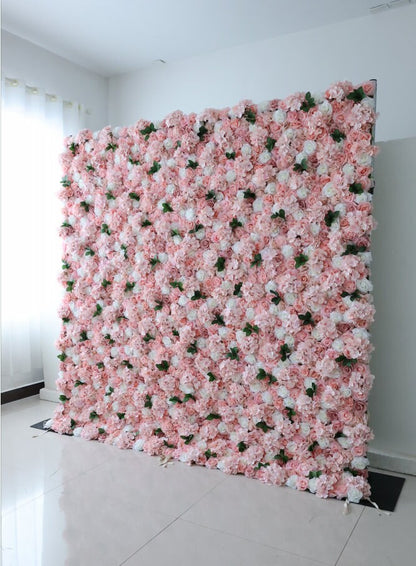 Baby Pink Flower Wall For Wedding Photography Backdrop Special Event Salon Party Arrangement Fabric Rolling Up Curtain Fabric Cloth