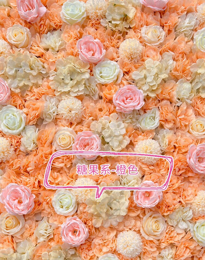 Candy Orange Wedding Floral Wall Artifical Simulation Silk Flower Wall  Baby Shower Special Event Backdrop Floral Panel 40*60cm