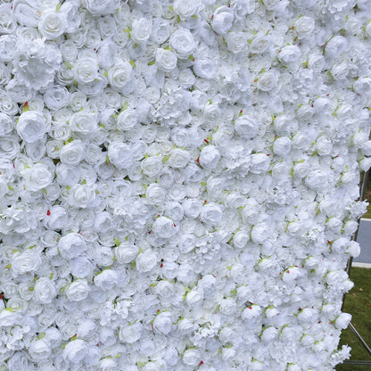 Full  White Flower Wall For Wedding Arrangement Bridal Shower Event Salon Party Photography Backdrop Fabric Rolling Up Curtain Fabric Cloth