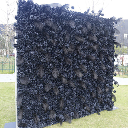 New Arrival Black Flower&Whether Wall For Wedding Arrangement Event Salon Party Photography Backdrop Fabric Rolling Up Curtain Fabric Cloth