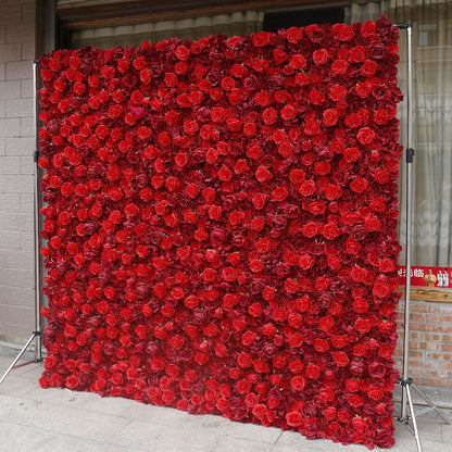 New Arrival Red Flower Wall For Wedding Arrangement Event Salon Party Photography Backdrop Fabric Rolling Up Curtain Fabric Cloth