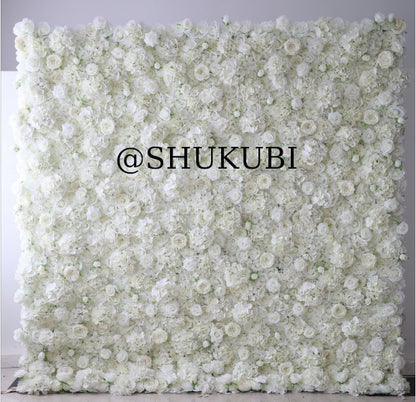 New Design Whole White Flower Wall For Wedding Arrangement Event Salon Party Photography Backdrop Fabric Rolling Up Curtain Fabric Cloth