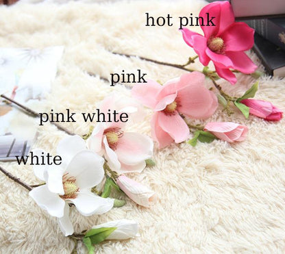 New Arrival 5 Stems Artificial  Magnolia Grandiflora  Orchid Wedding Home Decoration Floral Table Centerpieces Ceremony Reception