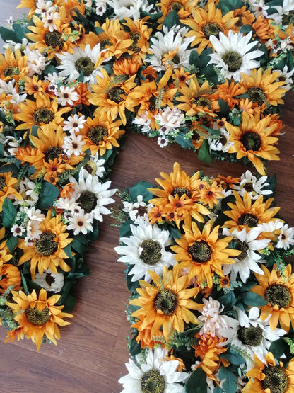 Künstliche Sonnenblumen-Wand für Hochzeit, Fotografie, Hintergrund, Brautparty, Sommer, besondere Anlässe, Salon, Party, Arrangement, Dekorplatten, 40 x 60 cm