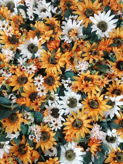 Künstliche Sonnenblumen-Wand für Hochzeit, Fotografie, Hintergrund, Brautparty, Sommer, besondere Anlässe, Salon, Party, Arrangement, Dekorplatten, 40 x 60 cm