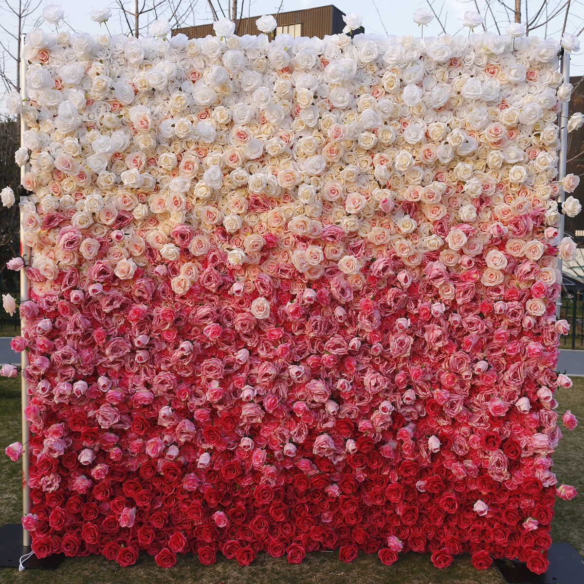 New Design Gradul Colour Flower Wall For Wedding Arrangement Event Salon Party Photography Backdrop Fabric Rolling Up Curtain Fabric Cloth