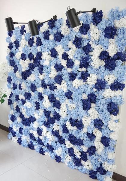 Navy Blue Silk Hydrangea Roses Flower Wall For Wedding Photography Backdrop Special Event Arrangement Decor Floral Panels 40*60cm